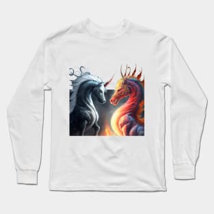 Angry unicorn with red eyes Long Sleeve T-Shirt